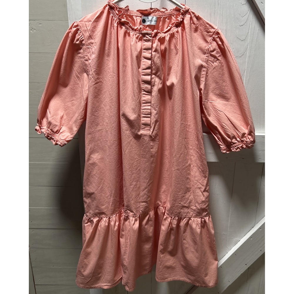 Caryn Lawn Women's Peach Casual Dress, Quarter Sleeve, Cotton, One Size